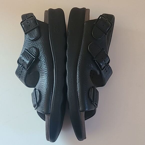 Relaxed Heel Strap Sandal Leather Tripad Comfort Sandals Black Size 7.5 W - Picture 9 of 16